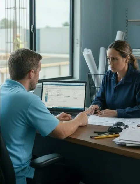 The specialist walks through the domain's email authentication records and adds a report-suspicious-message option to the mailbox.