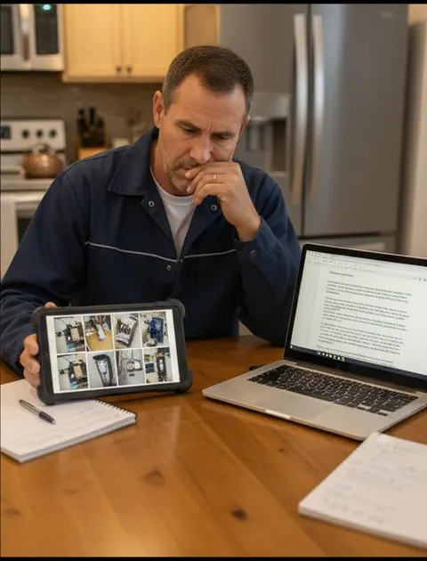 The inspector scrolls back through photos while typing the same summary sentence for the third time that week.