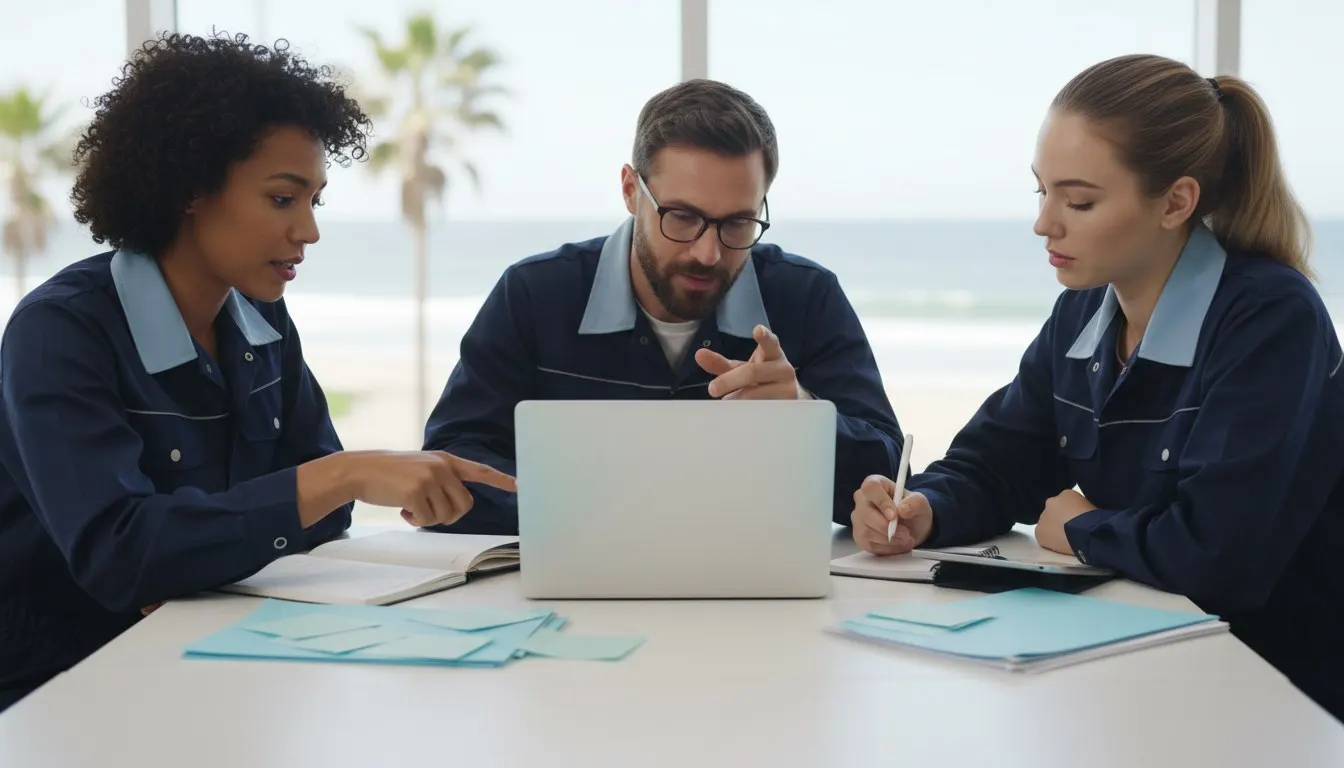 A small business team reviewing its technology priorities together