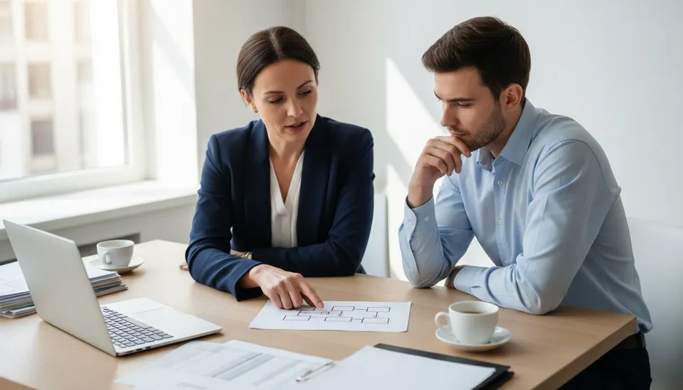 Owner and colleague mapping a repeatable business workflow