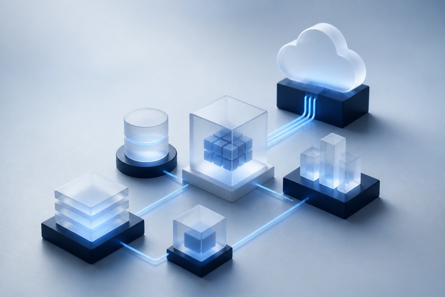 Abstract connected infrastructure modules representing a considered cloud environment